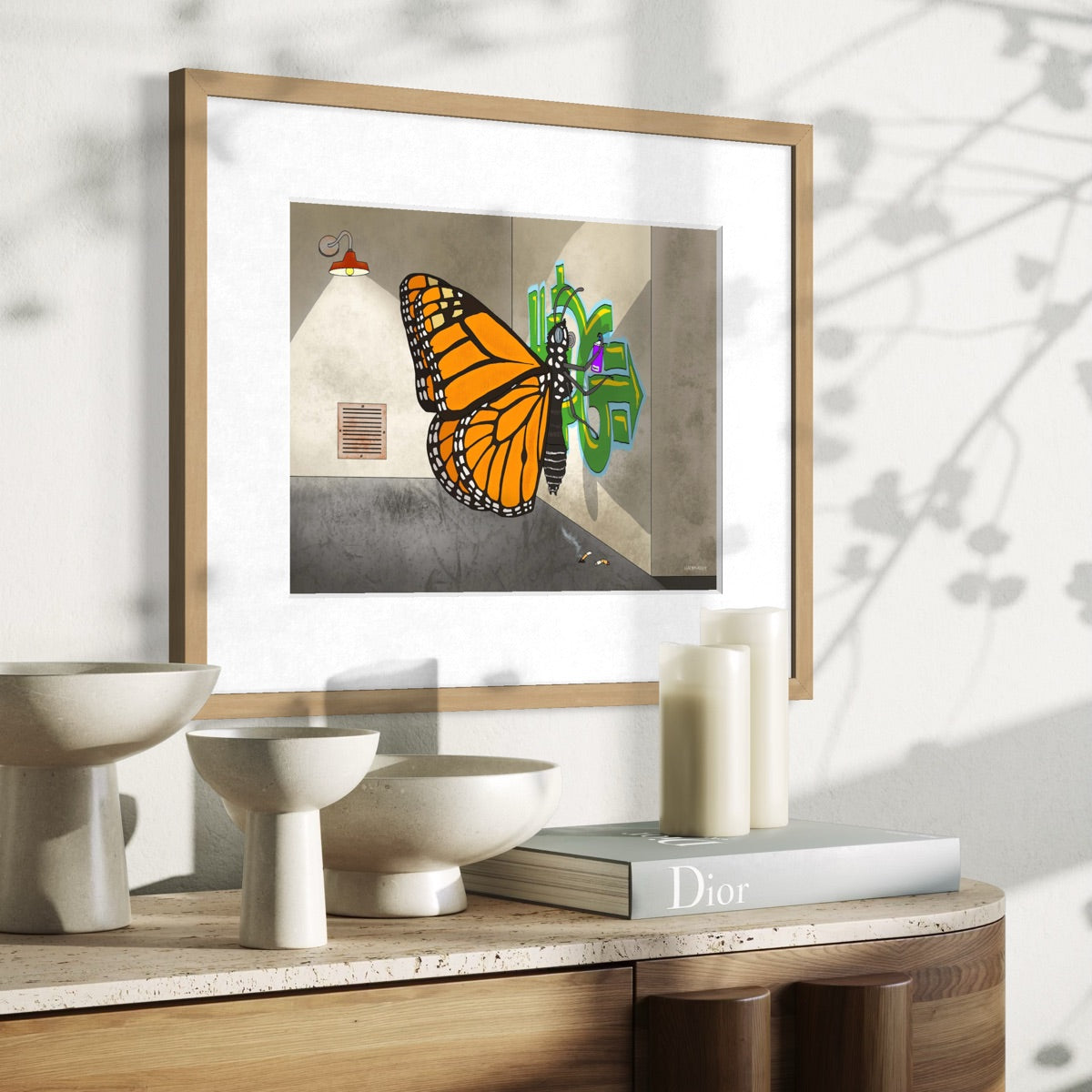 Monarch Butterfly Painting a Wall - Fine Art Print