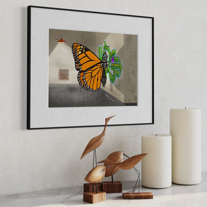 Monarch Butterfly Painting a Wall - Fine Art Print