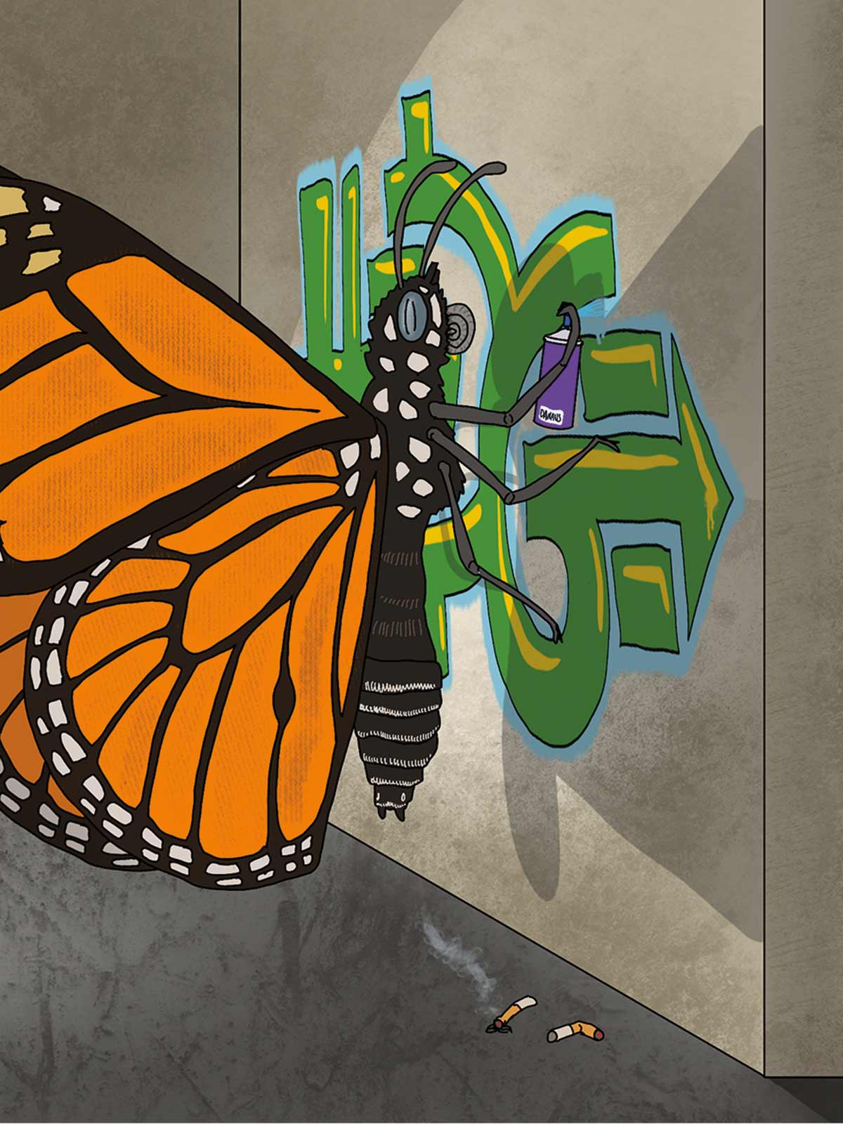 Monarch Butterfly Graffiti Note Card