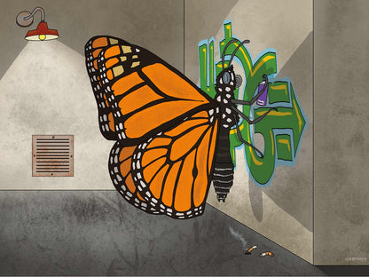 Monarch Butterfly Graffiti Note Card