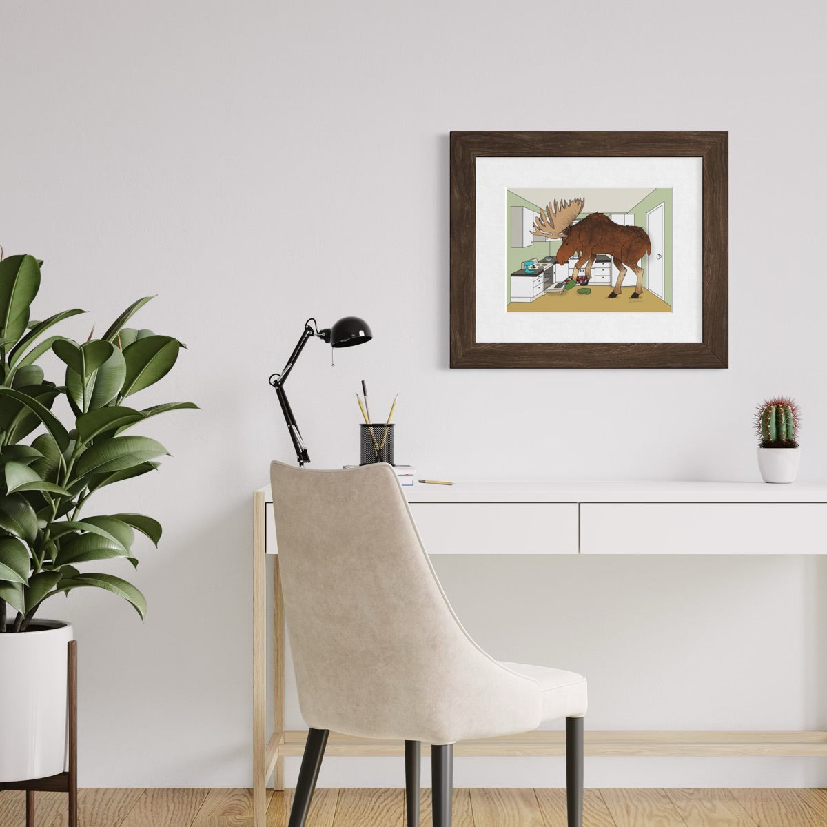 Moose Baking Cookies - Fine Art Print