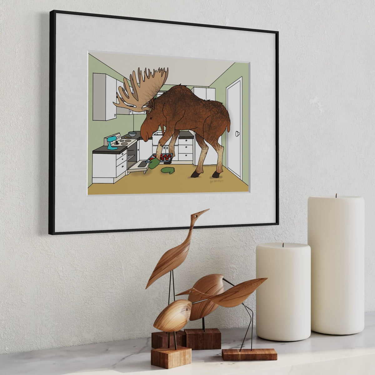 Moose Baking Cookies - Fine Art Print