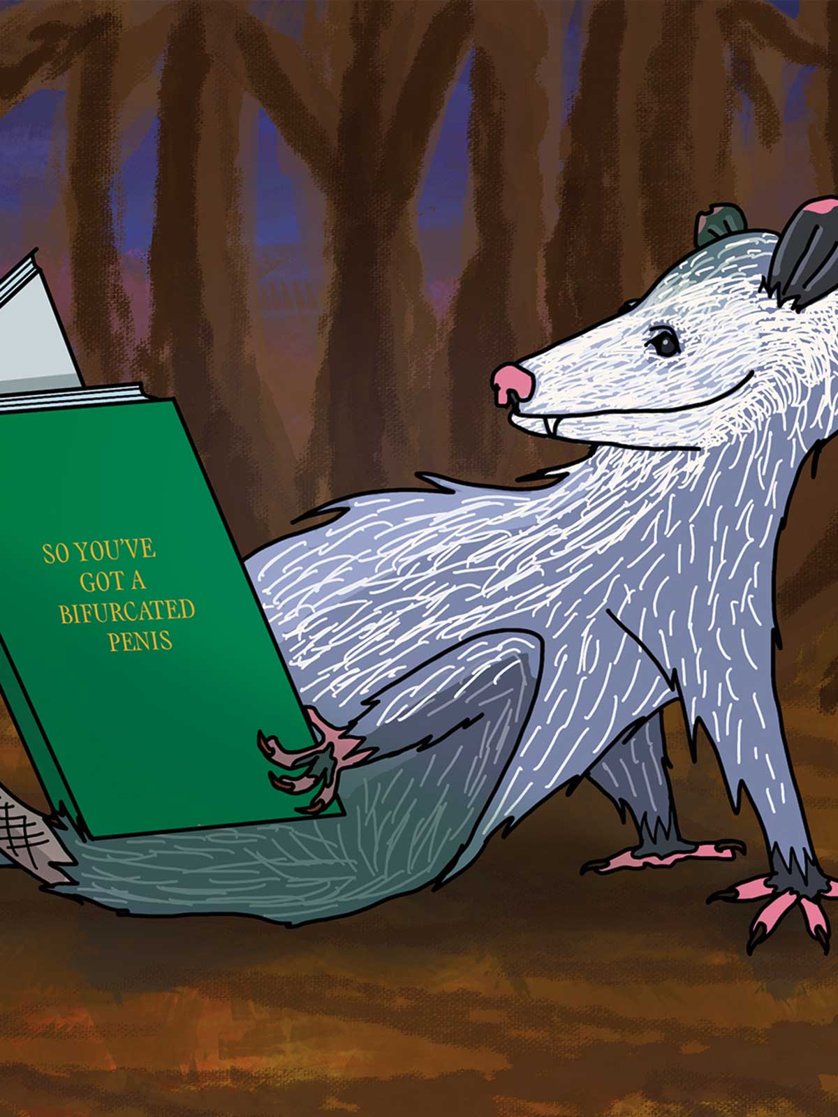 Opossum Reading Note Card