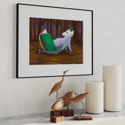 Opossum Reading a Book - Fine Art Print
