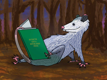 Opossum Reading Note Card