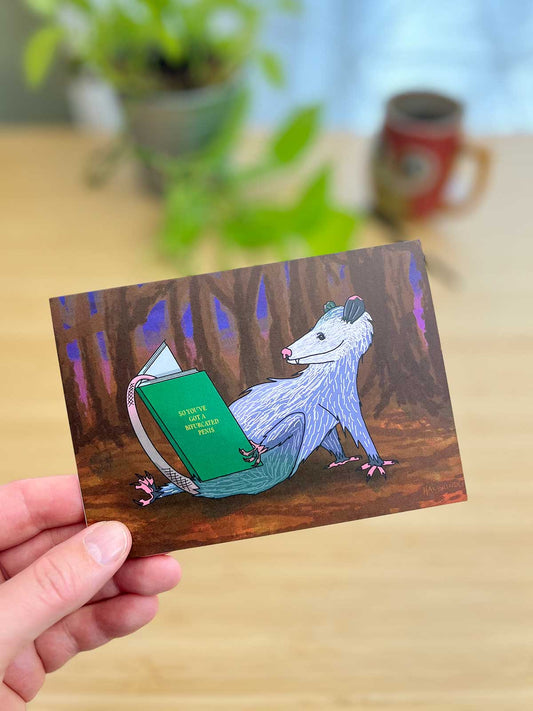 Opossum Reading Note Card