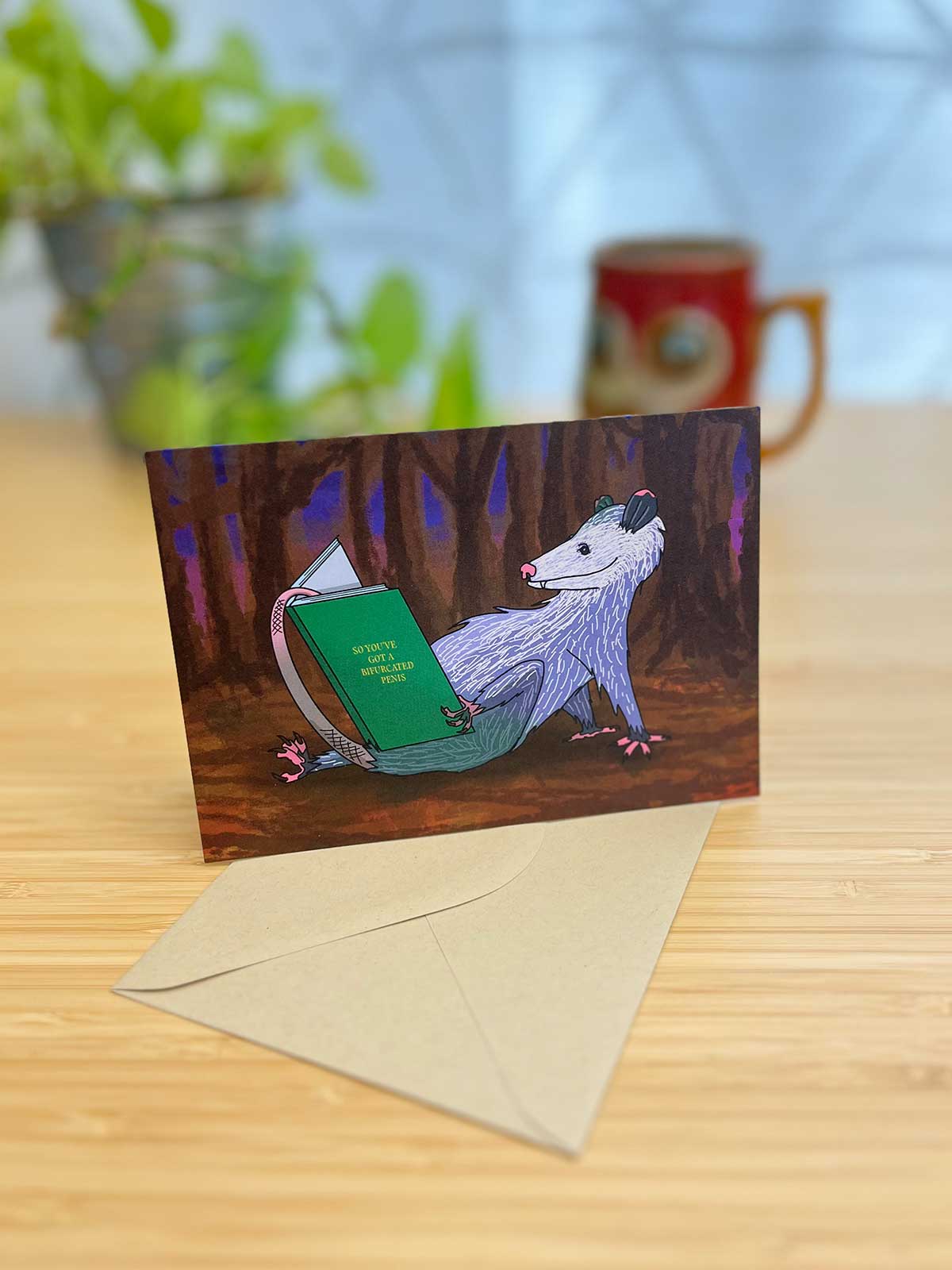 Opossum Reading Note Card