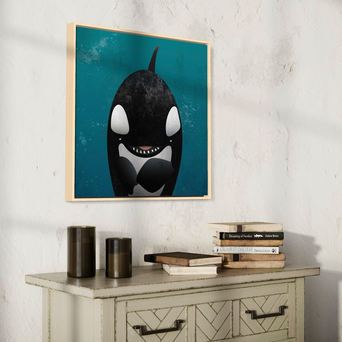 Orca Waves Framed Canvas Print