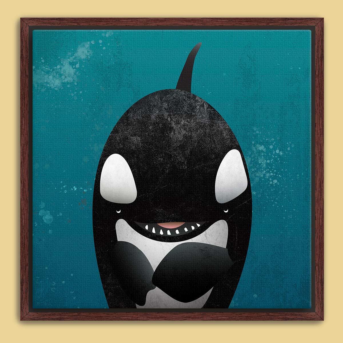 Orca Waves Framed Canvas Print