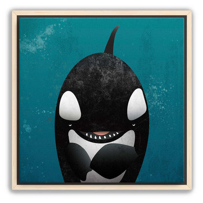 Orca Waves Framed Canvas Print
