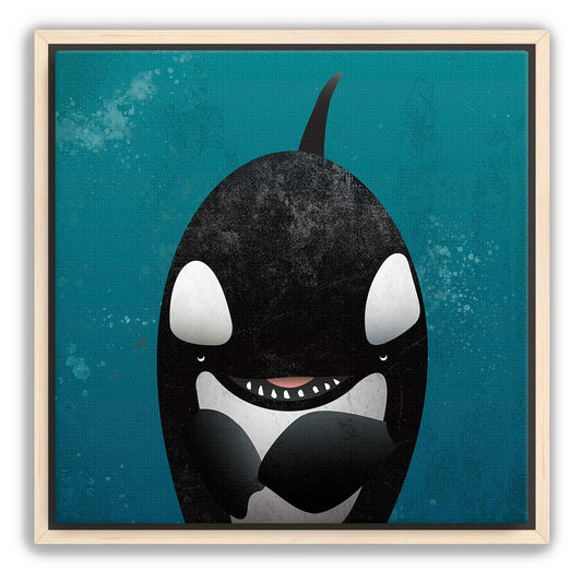 Orca Waves Framed Canvas Print