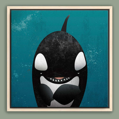 Orca Waves Framed Canvas Print