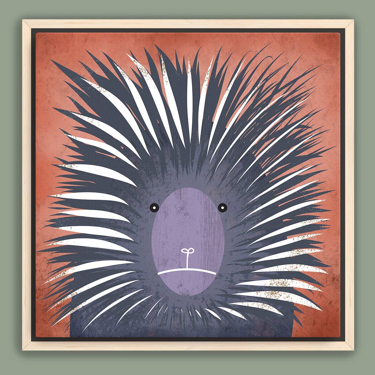 Prickly Porcupine Framed Canvas Print