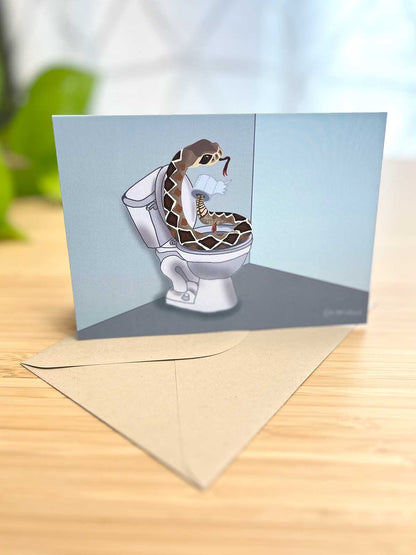 Rattlesnake on a Toilet Note Card