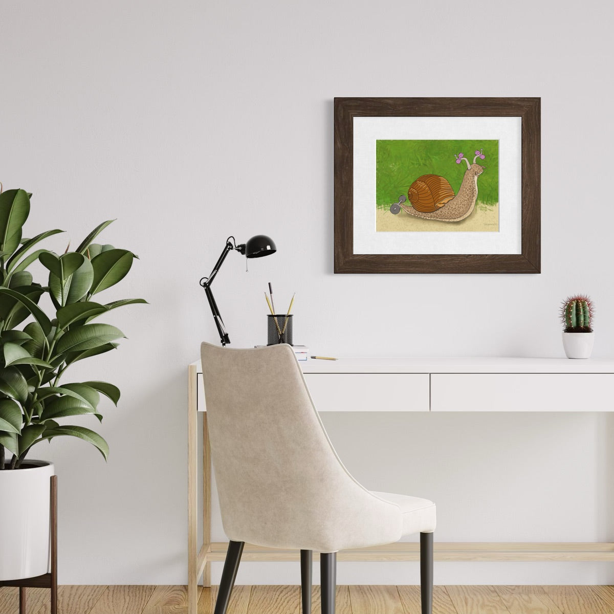 Snail Lifting Weights - Fine Art Print