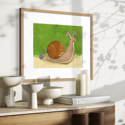 Snail Lifting Weights - Fine Art Print