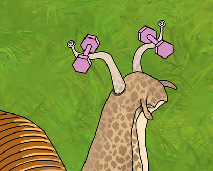Snail Lifting Weights - Fine Art Print