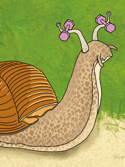Snail Lifting Weights Note Card