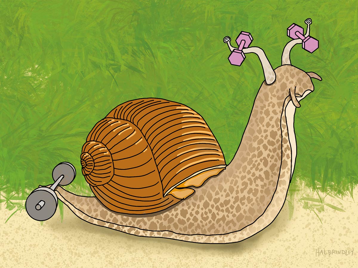 Snail Lifting Weights Note Card