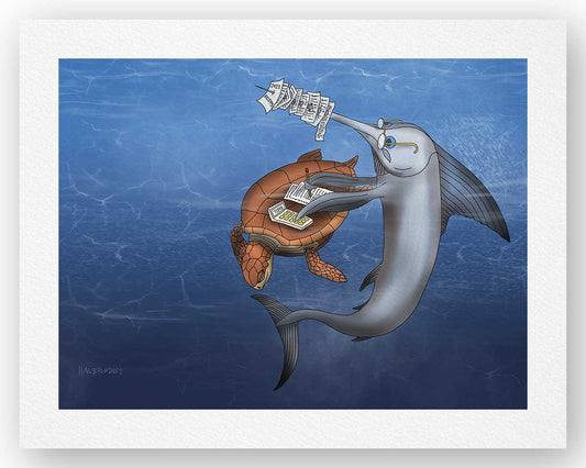 Swordfish Doing Taxes - Fine Art Print
