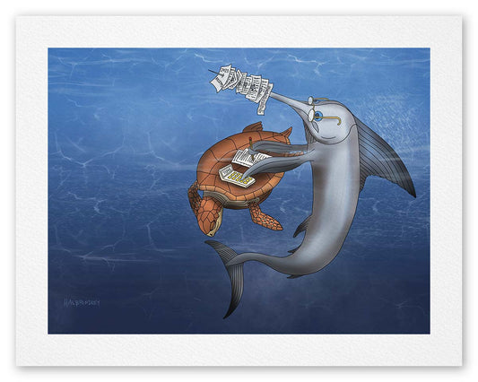 Swordfish Doing Taxes - Fine Art Print