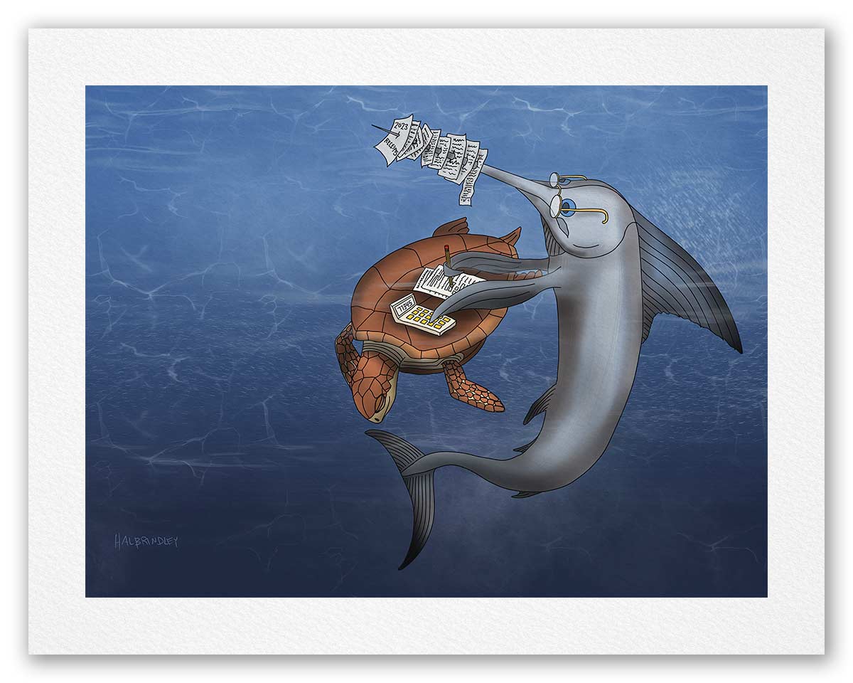 Swordfish Doing Taxes - Fine Art Print