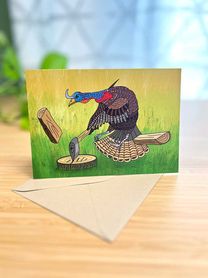 Turkey Chopping Wood Note Card
