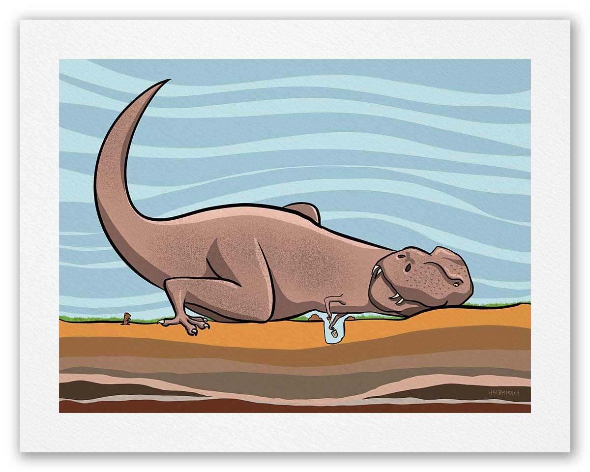 Tyrannosaurus Digging a Hole - Fine Art Print