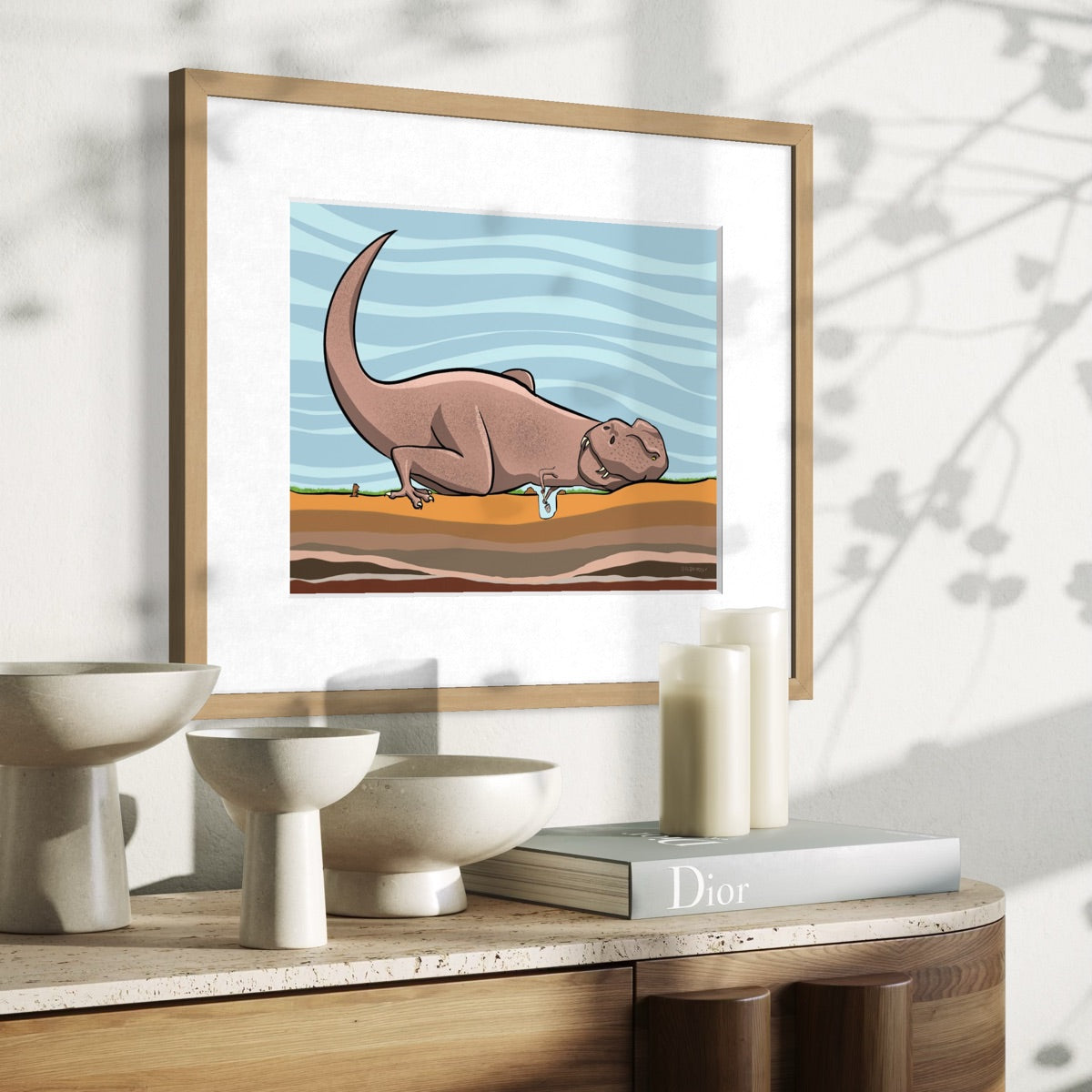 Tyrannosaurus Digging a Hole - Fine Art Print
