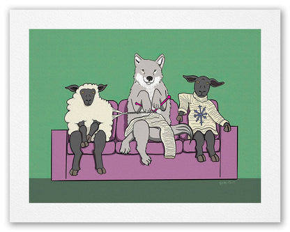 Wolf Knitting - Fine Art Print