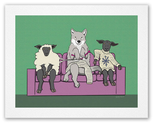 Wolf Knitting - Fine Art Print
