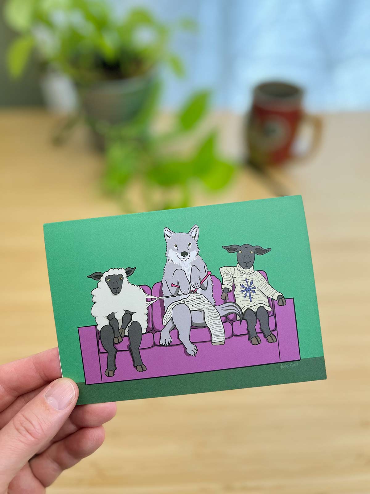 Wolf Knitting Note Card