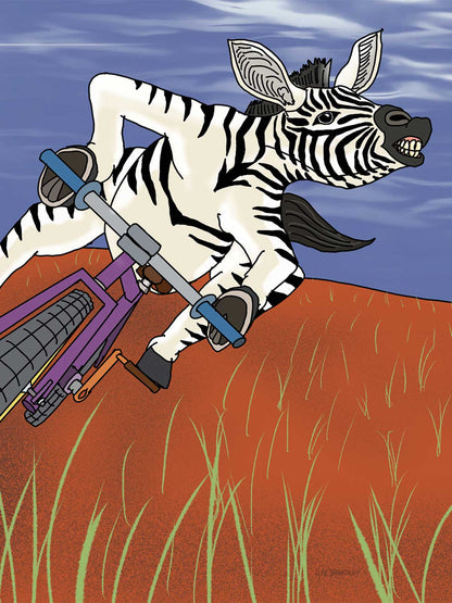 Zebra on a Bike Note Card