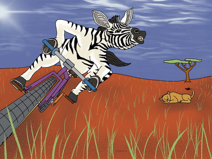 Zebra on a Bike Note Card