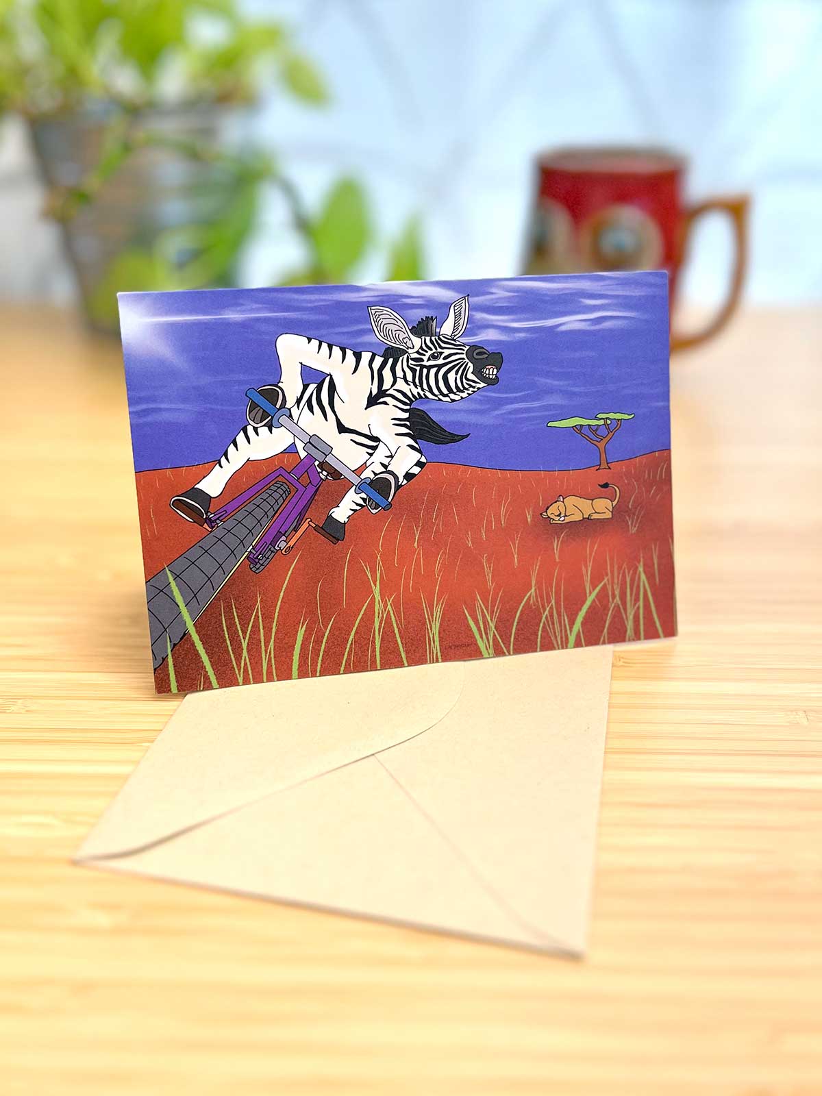 Zebra on a Bike Note Card